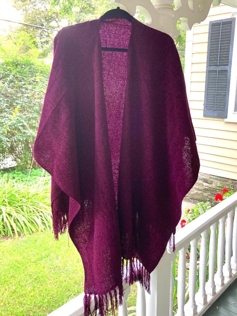 Purple Chenille Fringe Poncho from Equador
